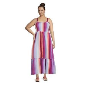 Terra Sky Women's Casual Striped Maxi Dress Cotton Blend Size 3X